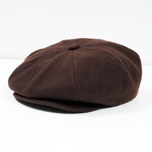 VTG J.J. Hat Center Newsboy Cap Brown Wool Sz 7 USA Union Made XL